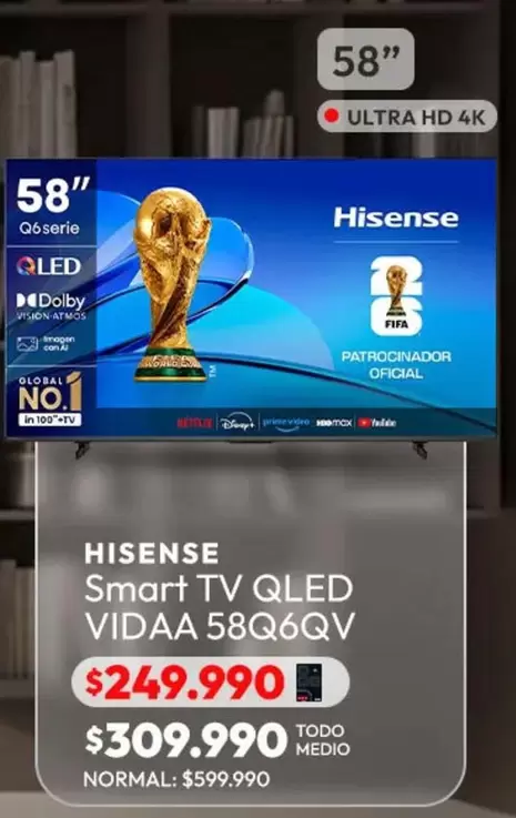 Hisense - Smart Tv Qled Vidaa 58q6qv