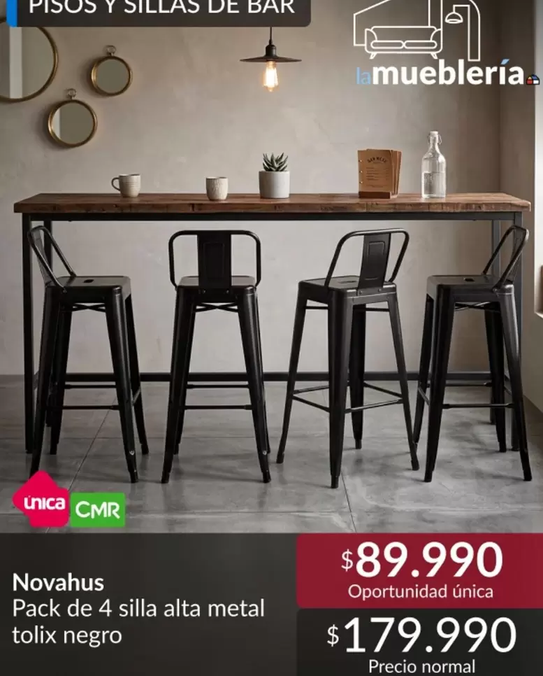 Metal - pack de 4 silla alta metal tolix negro