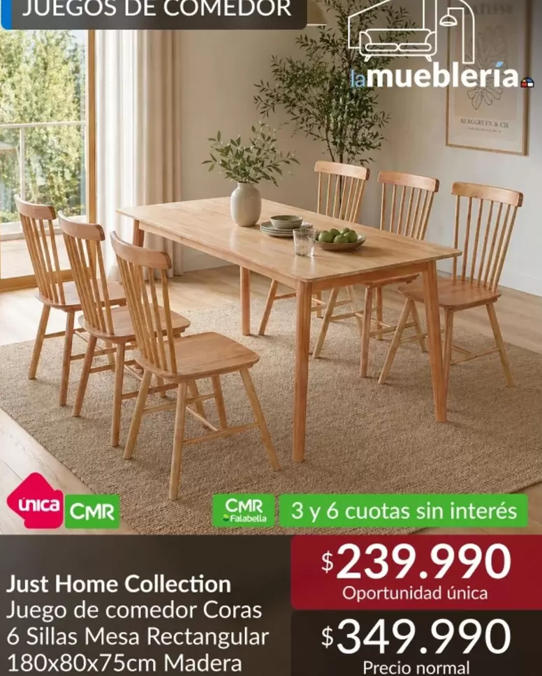 Just Home Collection Juego De Comedor Coras 6 Sillas Rectangular