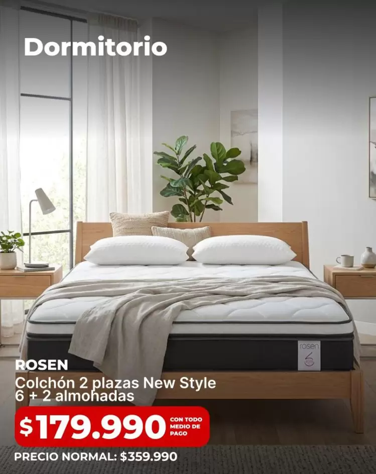 Rosen - Colchon 2 Plazas New Style + 2 Almohadas