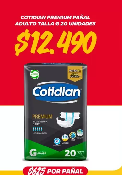 Cotidian - Premium Pañal Adulto Talla G 20 Unidades