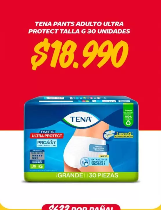 Tena - Pants Adulto Ultra Protect Talla G 30 Unidades