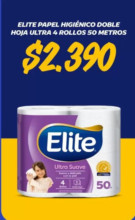 Elite - Papel Higiénico Doble Hoja Ultra 4 Rollos 50 Metros