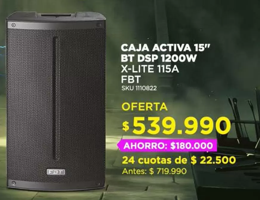 Caja Activa 15'' Bt Dsp 1200w X-lite 115a Fbt