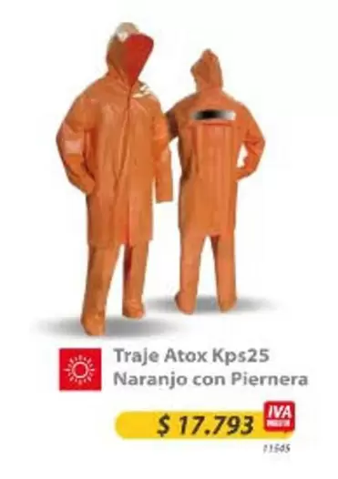 Traje Atox Kps25 Naranja Con Piernera