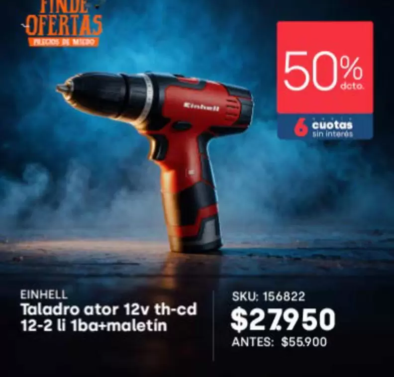 Einhell - Taladro Ator 12v Th-cd 12-2 Li 1ba+ Maletin