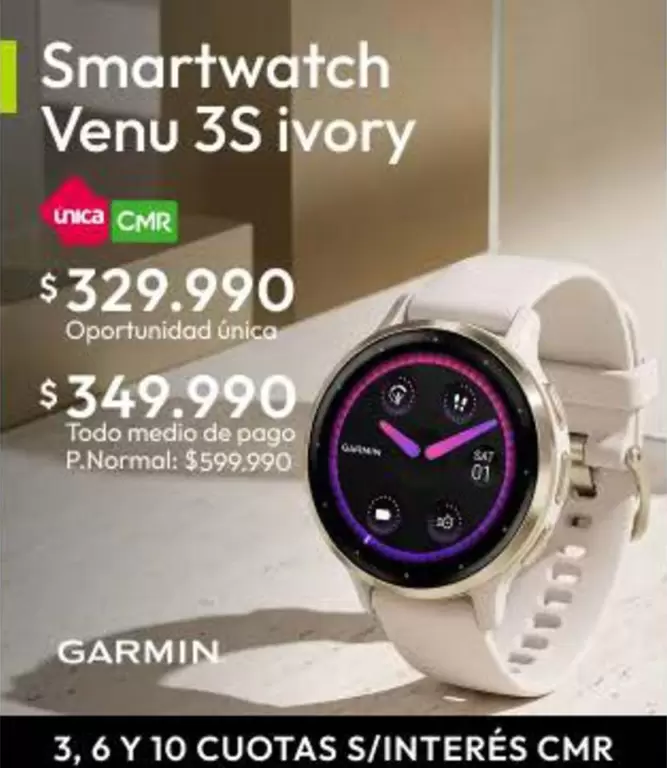 Garmin - Smartwatch Venu 3s Ivory
