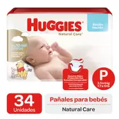 Huggies Natural Care Talla P Pañales Desechables 34 Unidades