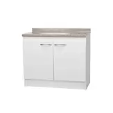 Mueble de Cocina Base Blanco 2 Puertas Cubierta Granito 1.00mts