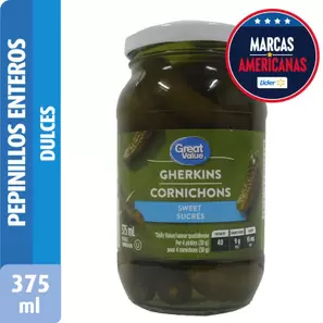 Pepinillos Enteros Dulces, Drenado 200 g - Neto 413 g