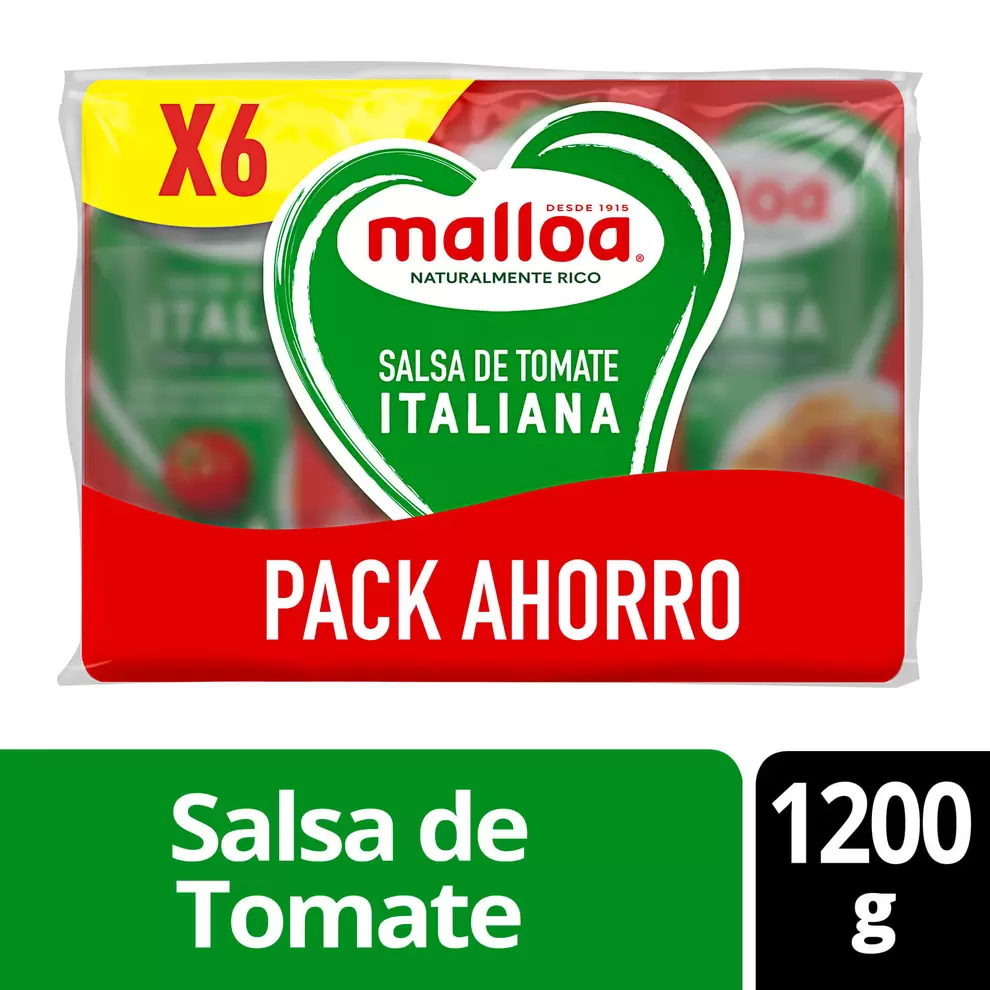 Salsa de Tomate Malloa Italiana 200 g 6 un.