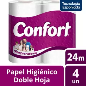 Papel Higiénico Doble Hoja 24 m, $ 11 x Mt