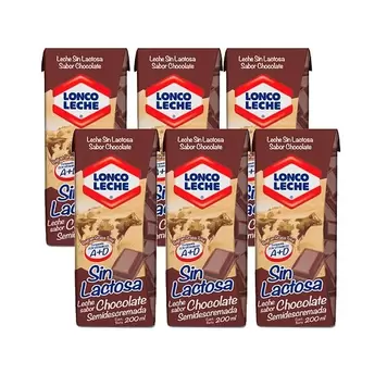 Leche Lonco Leche Sin Lactosa Sabor Chocolate 6 und 200 ml c/u