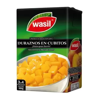 Duraznos Wasil Cubitos Tetra 500 Grs