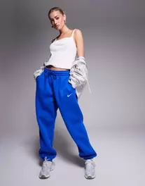 Nike Phoenix fleece oversized high rise joggers in blue
