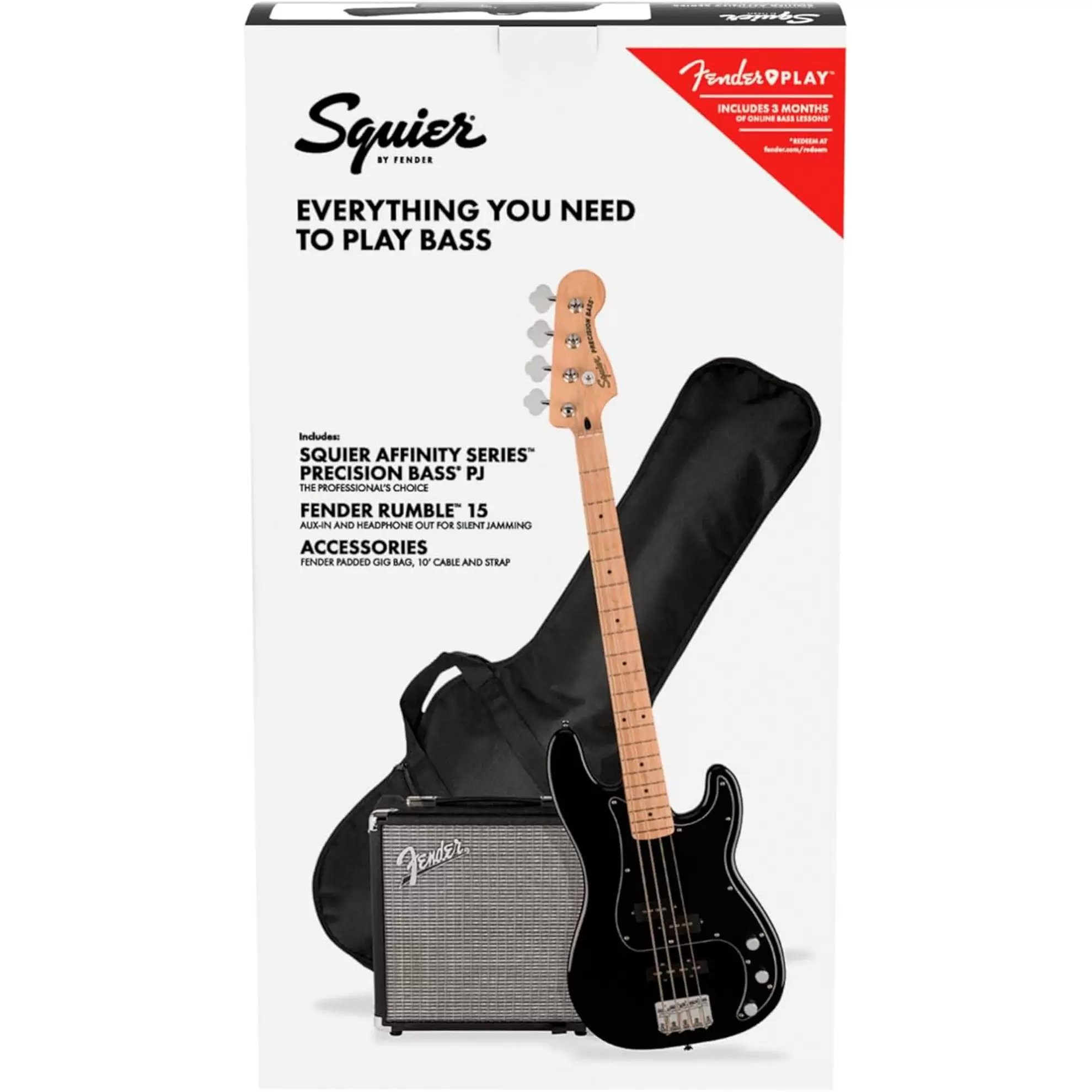 Pack de bajo eléctrico Squier Affinity Series® Precision Bass® PJ Pack- Black