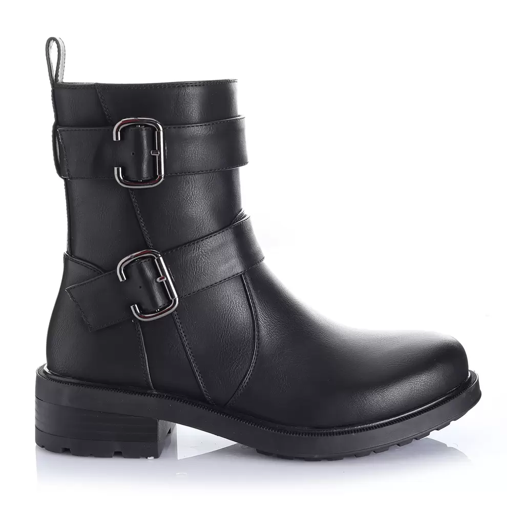 Botin Mujer Santa Rosa Negro Taco Bajo Via Uno
