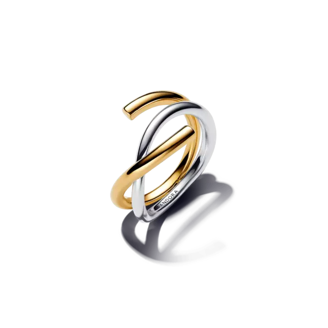 Anillo Forma Orgánica en Dos Tonos