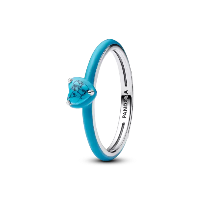 Anillo Gema Corazón Color Turquesa