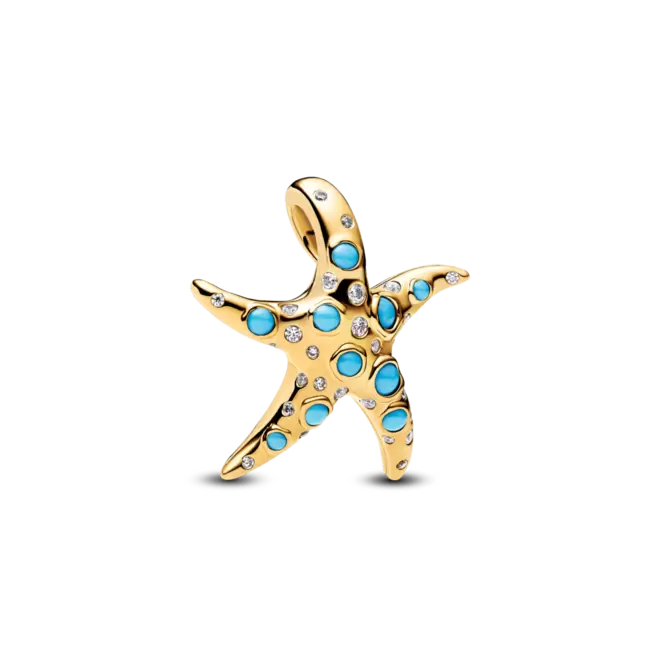 Charm Colgante Estrella de Mar Azul Brillante