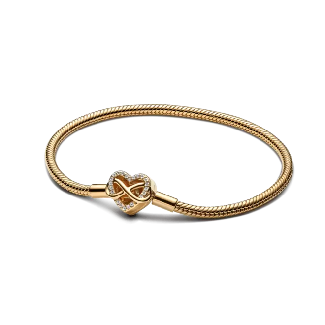 Brazalete de Cadena de Serpiente con Cierre de Corazón Infinito Brillante