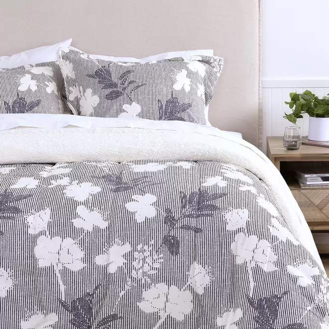 Plumón Estampado Sherpa Cerezo 1.5 Plazas Azul