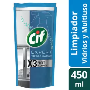 Limpiador de Vidrios y Multiuso Líquido Poder de Limpieza Botella, 450 ml