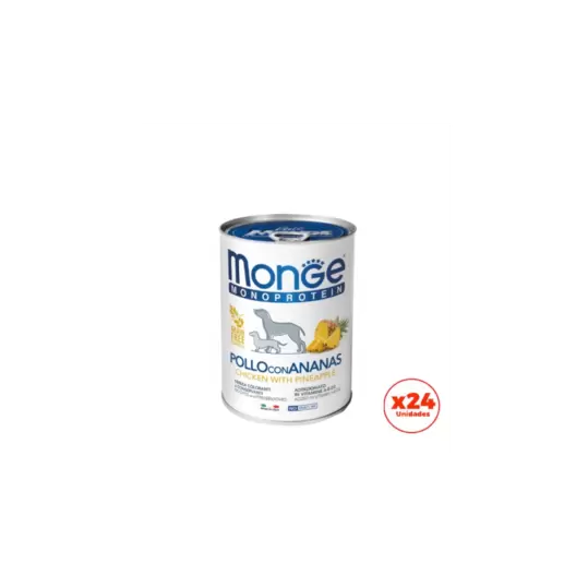 Pack 24 Monge Perro Mono Protein Pollo con Piña 400gr