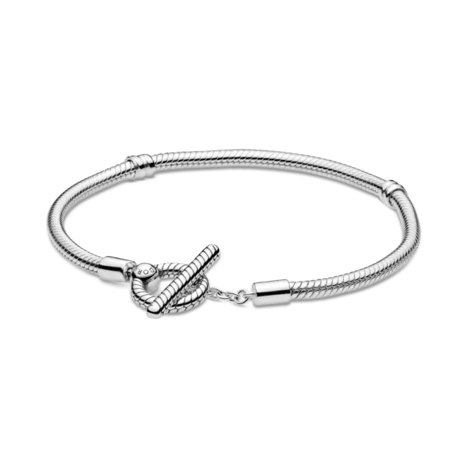 Brazalete cadena de serpiente con barra T Pandora Moments