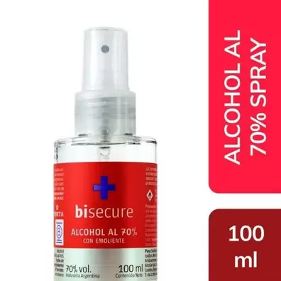 Spray Alcohol al 70% con Emoliente Bisecure 100ml con pulverizador