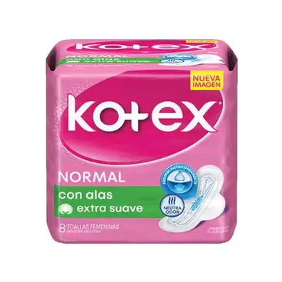 Kotex Toallas higiénicas Normal Con Alas Extra Suave x 8