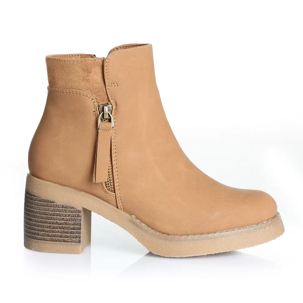 Botin Mujer El Cajón Camel Taco Mediano Via Uno