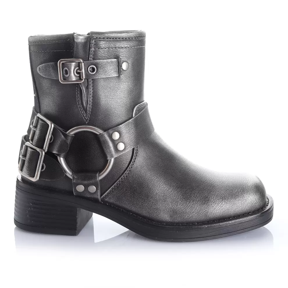 Botin Mujer Orange Gris Taco Bajo Via Uno