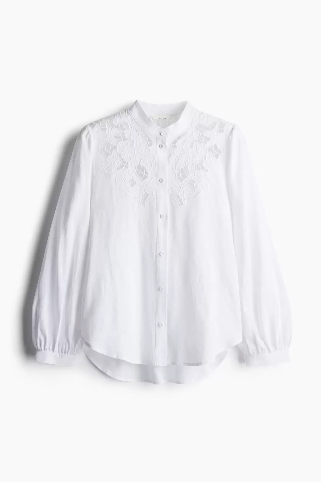Blusa en mezcla de lino con broderie inglés