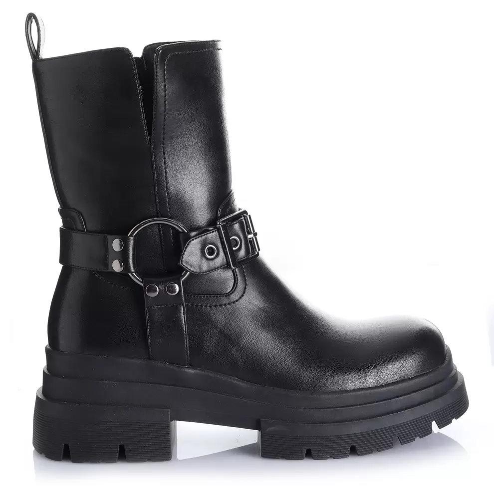 Botin Mujer Fresno Negro Taco Bajo Via Uno