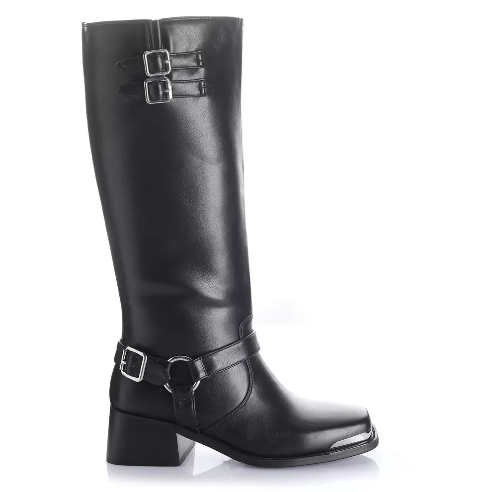 Bota Mujer Visalia Negro Taco Mediano Via Uno