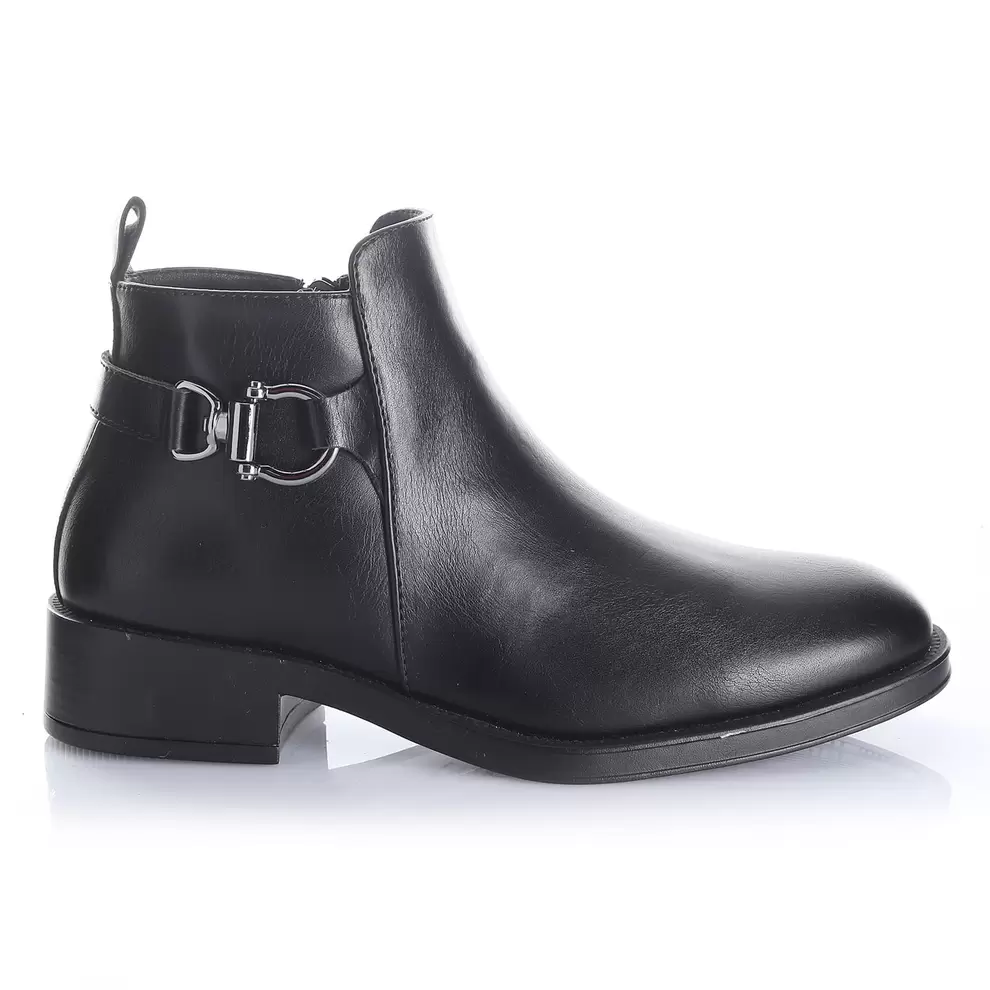 Botin Mujer Lancaster Negro Taco Bajo Via Uno