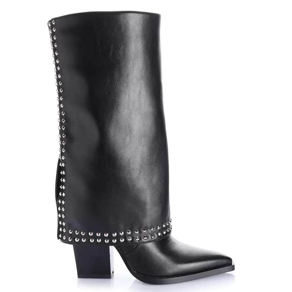 Bota Mujer Santa Mónica Negro Taco Alto Via Uno
