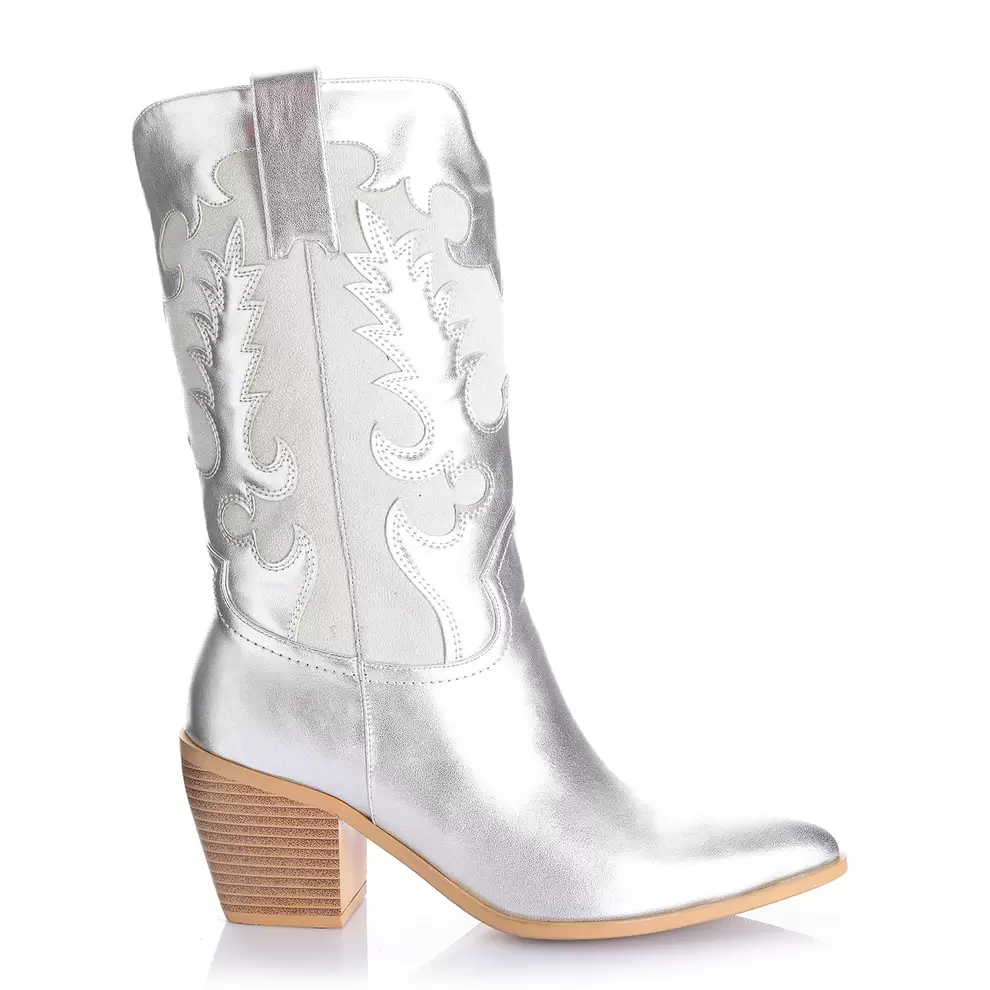 Bota Mujer San Francisco Plata Taco Mediano Via Uno
