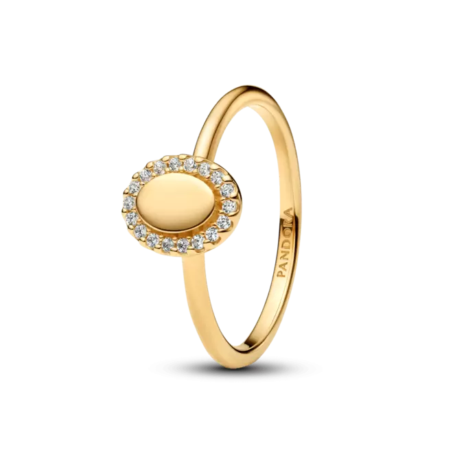 Anillo Halo Ovalado Grabable