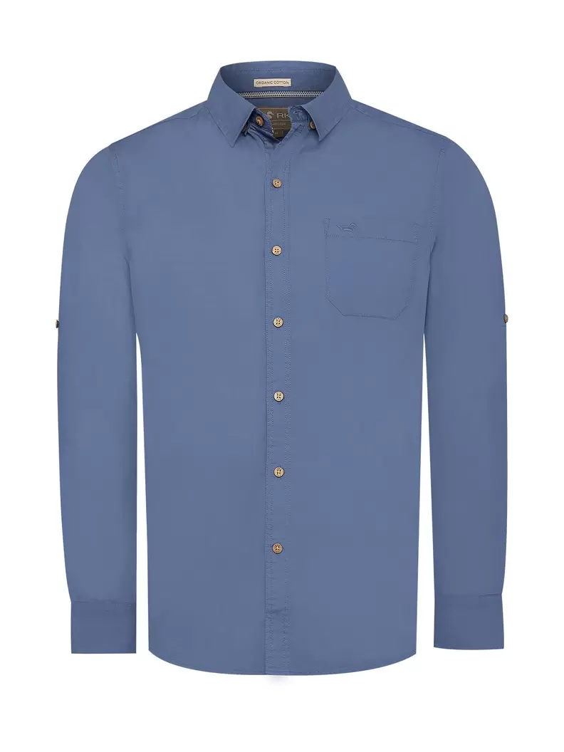 Camisa Algodón Orgánico Hombre Galiton Azul Rockford