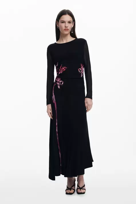 Vestido largo asimétrico lirio