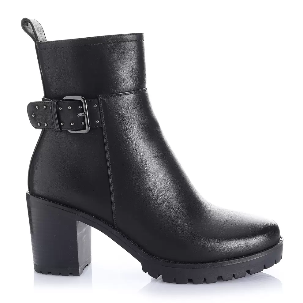 Botin Mujer Buena Park Negro Taco Alto Via Uno