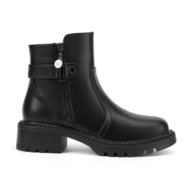 Botin Mujer Corona Negro Taco Bajo Via Uno