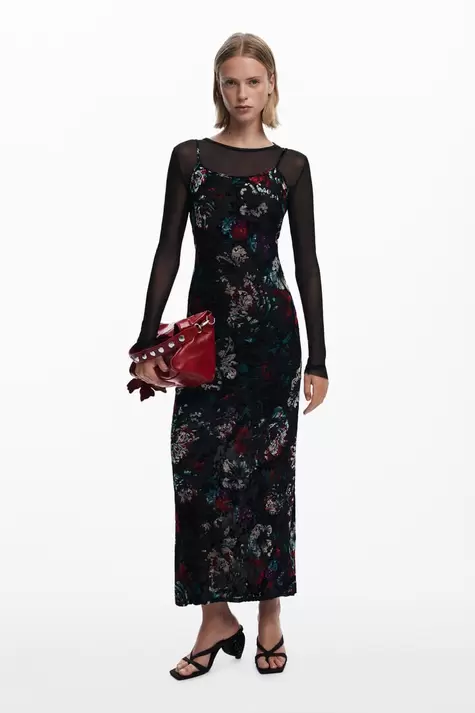 Vestido combinado mesh