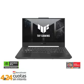 Notebook Gamer TUF A15 AMD Ryzen 7 7435HS NVIDIA GeForce RTX 4060 8GB 15.6" FHD 144Hz 16GB RAM 512GB SSD Windows 11 Mecha GrayFA507NVR-LP005W