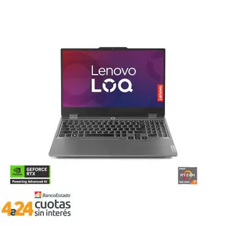 Notebook Gamer LOQ Gen 9 AMD Ryzen 7 7435HS NVIDIA GeForce RTX 4060 8GB 15.6" FHD 144Hz 24GB RAM 512GB SSD Windows 11 Luna Grey