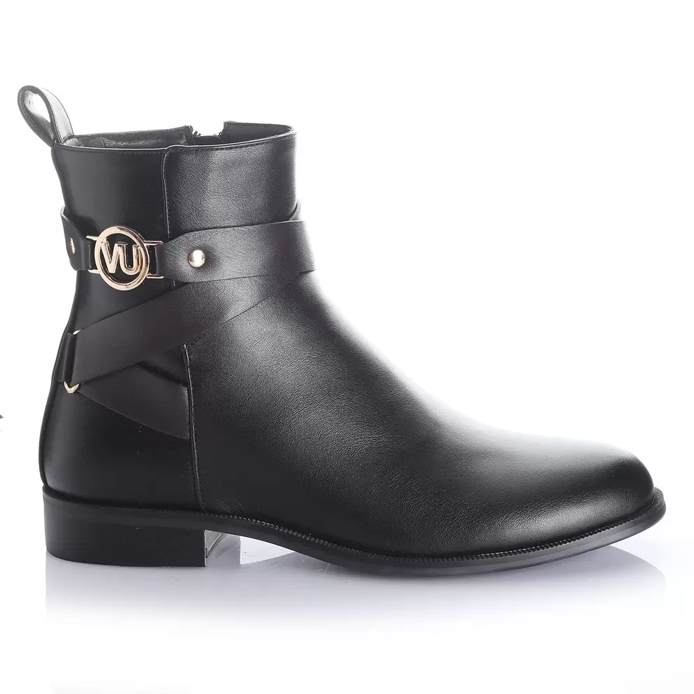 Botin Mujer Sacramento Negro Taco Bajo Via Uno