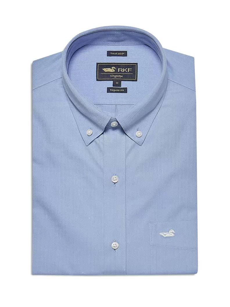 Camisa Libre De Arrugas Hombre Wor Cuello Button-Down Azul Rockford