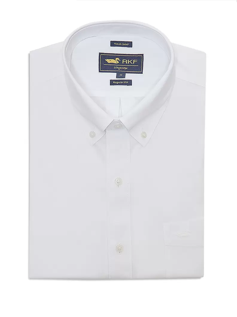 Camisa Libre De Arrugas Hombre Wor Cuello Button-Down Blanco Rockford